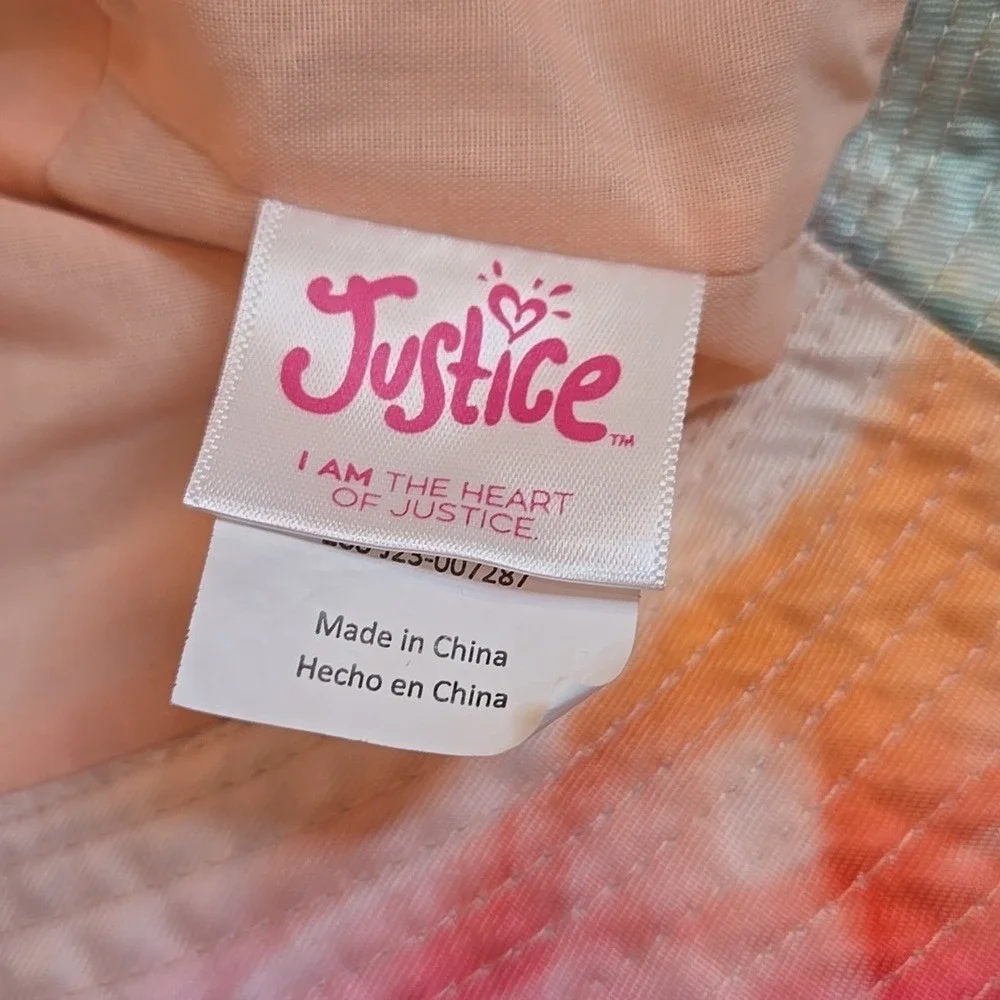 Justice Girl's Pastel Neon Tie Dye Bucket Hat Smiley Face Flower‎ Multicolor